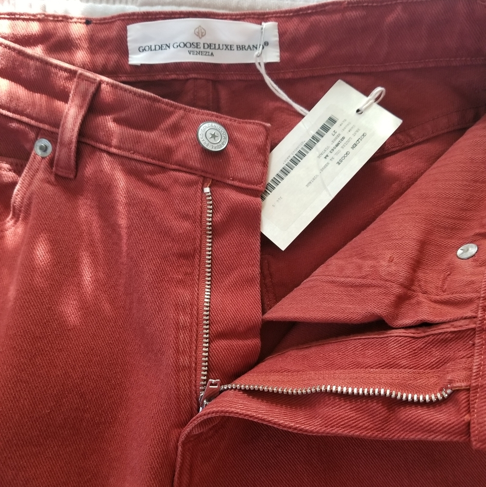 Golden Goose Rust High Rise Jeans Size 27 Brick - Picture 7 of 9